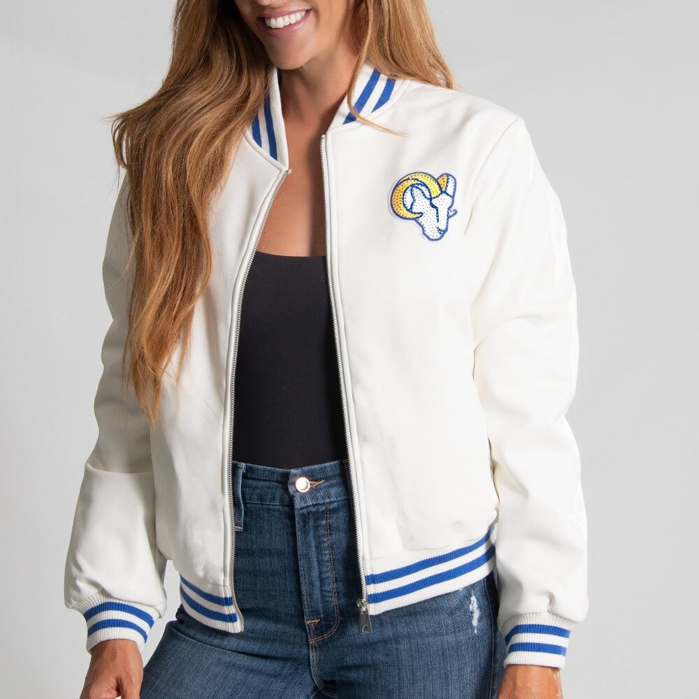 NFL Los Angeles Rams White Vegan Leather Jacket